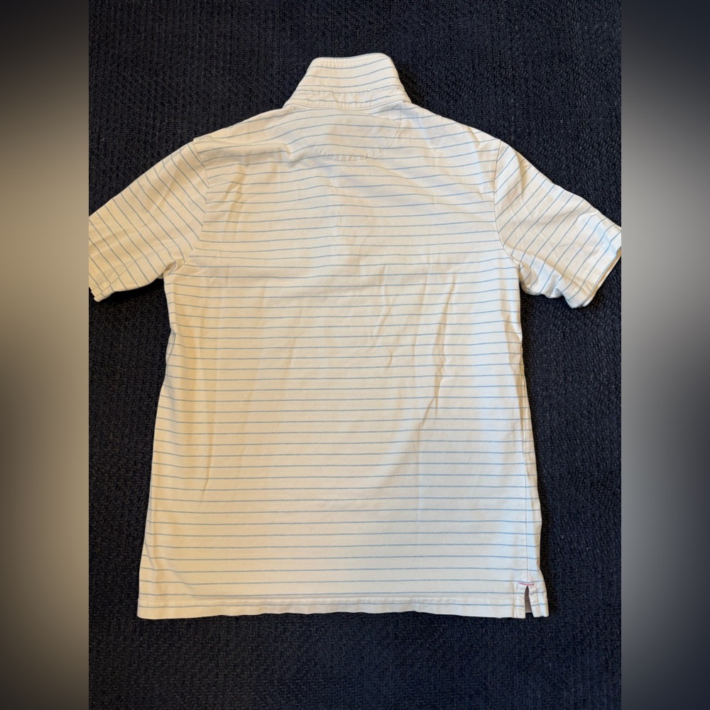 Johnnie-O Boys Striped Polo Shirt - White and Blue - Picture 3 of 4